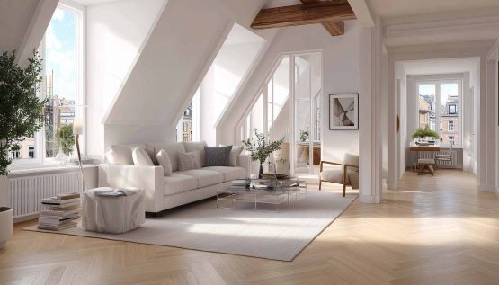 Bild-2 Modernes Wohnzimmer mit fachgerecht verlegtem Boden.